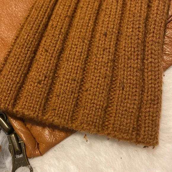 Twiggy leather wool leather jacket small cognac brown womens - Picture 3 of 12